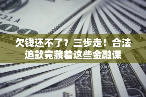 武汉欠钱还不了？三步走！合法追款竟藏着这些金融课